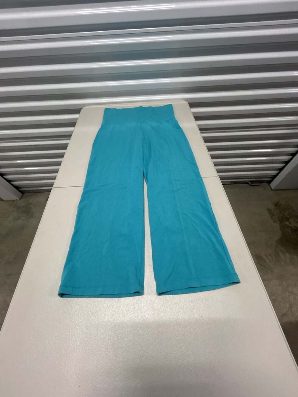 Daisy Fuentes Sport Women's Turquoise Blue Fold-Over High Waist Wide